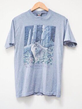 90s Alaska Wolf Shirt - Medium - Single Stitch - Y2K Vintage Souvenir TShirt